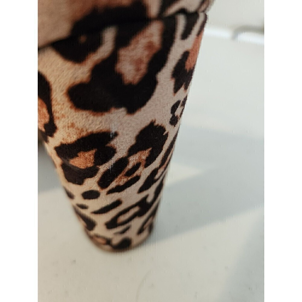 LULUS - LEOPARD Faux Suede ANKLE STRAP Open-Toe HEELS sz 7.5 see pic for wear - Picture 7 of 9